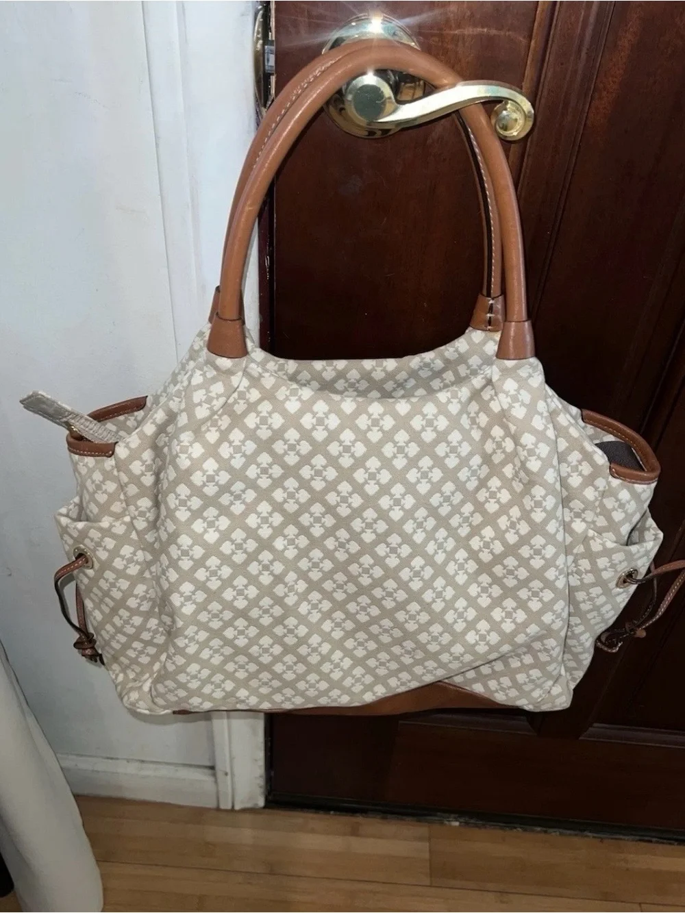 Kate Spade Beige Canvas with Pink and Orange Stripe,diaper bag